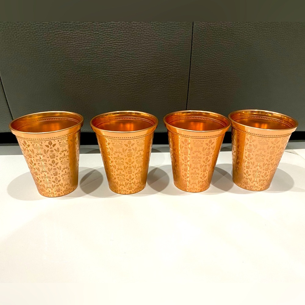 Woodford Reserve Etched Copper Cups Limited Edition Rare SET OF 4 cups